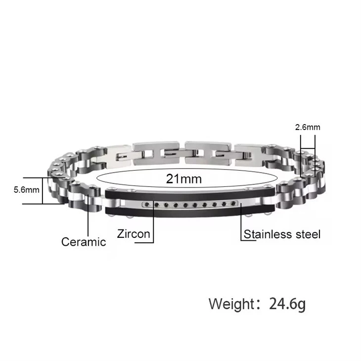 Ceramic Bracelet With Cubic Zircons For Men's Bracelet