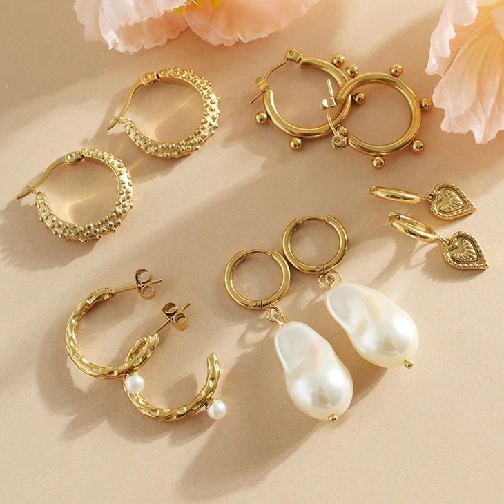 316L Stainless Steel Gold Hoop Earrings Collection 316L Stainless Steel Gold Hoop Earrings Collection