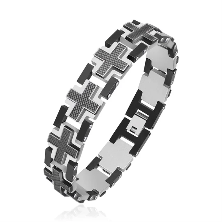 Cross Link Bracelet – Stainless Steel Industrial Chain