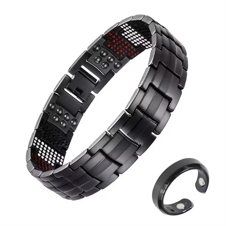 Men Pain Relief Titanium Steel Double Row Strong Magnets Bracelet Men Pain Relief Titanium Steel Double Row Strong Magnets Bracelet