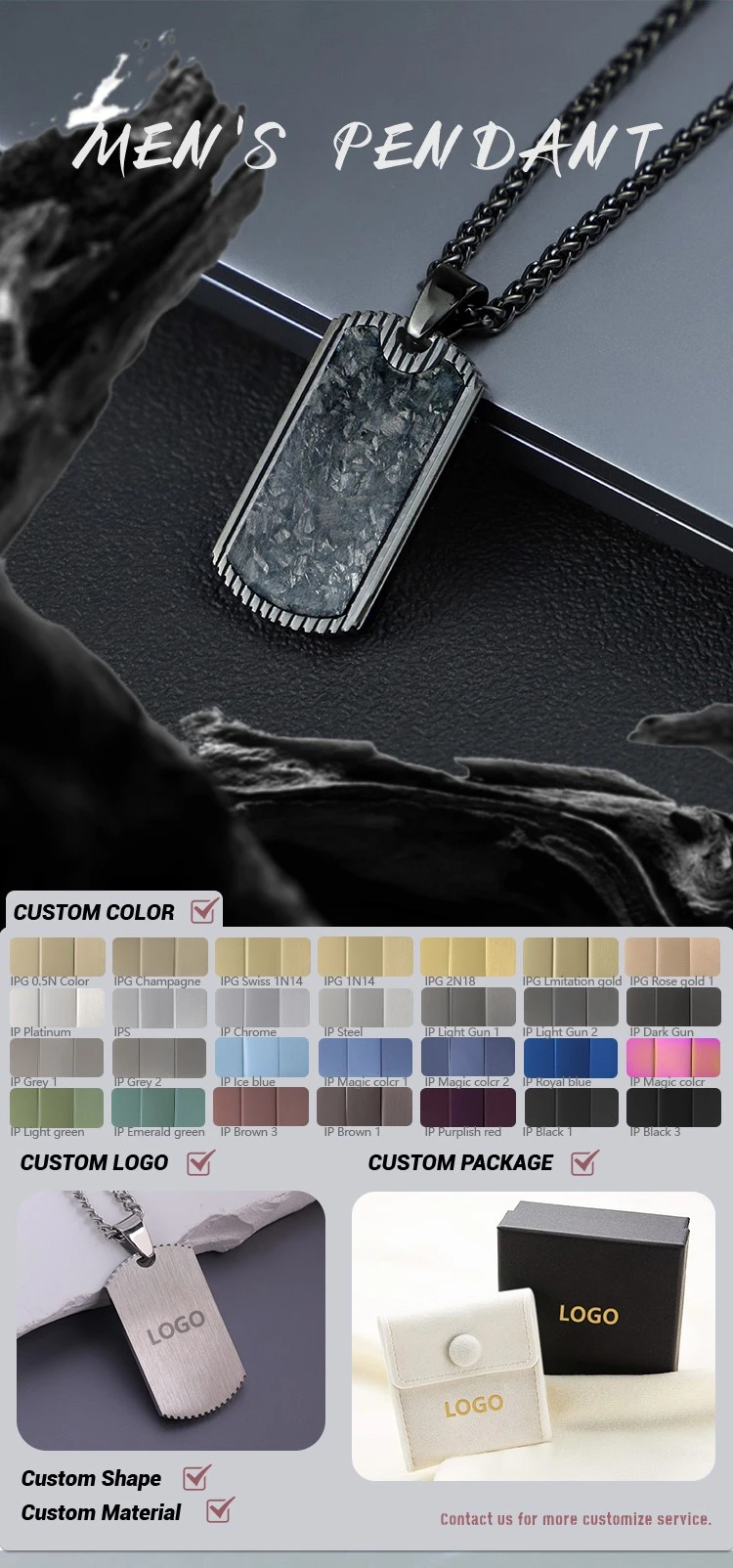 Carbon Texture Black Rectangular Pendant Necklace custom choice Carbon Texture Black Rectangular Pendant Necklace custom choice